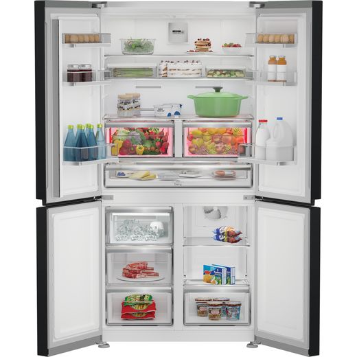 Hotpoint VitalCare American Fridge Freezer - Dark Inox - Doors open